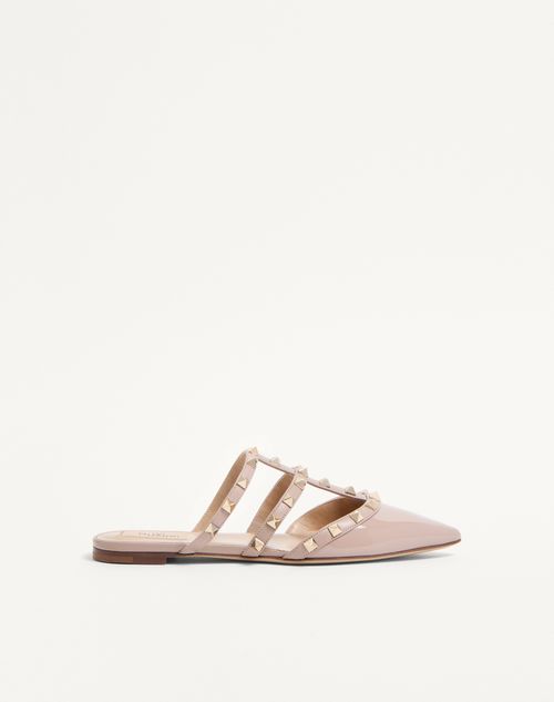Valentino Garavani - Rockstud Patent-leather Mule - Poudre - Woman - Ballerinas